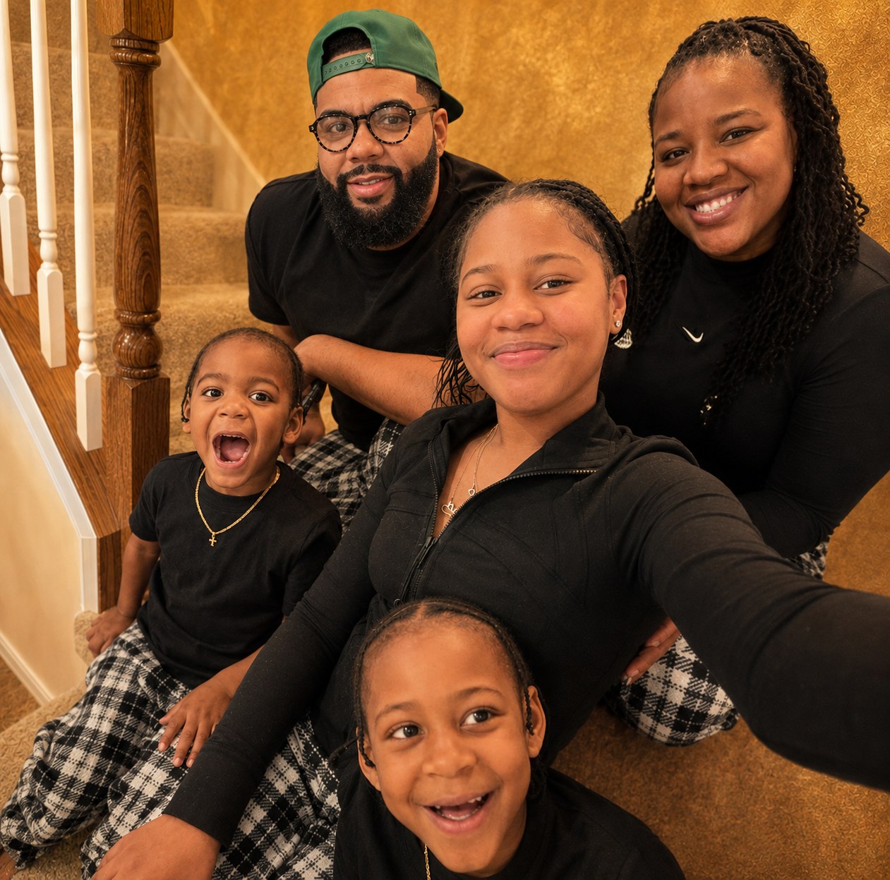 Jaytee Miller at home with his family